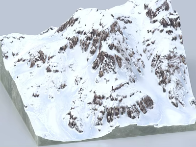 Scenic Snowy Mountain Landscape With Snow Covered Peaks And Rocky Outcrops 3d model