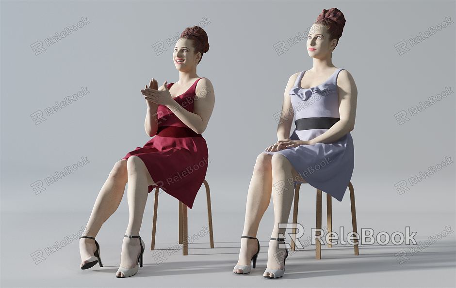 Modern double woman sitting woman figure model