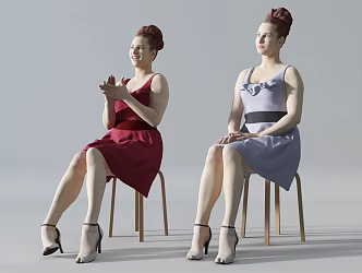 Modern double woman sitting woman figure 3d model