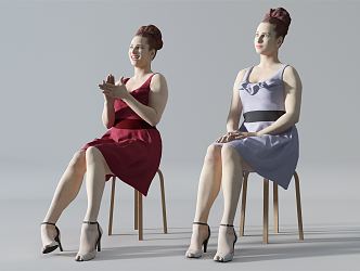 Modern double woman sitting woman figure 3d model