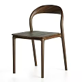 Modern Minimalist Leisure Chair With Solid Walnut Wood Curved Backrest And Slim Legs