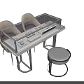 Modern Manicure Table With Transparent Glass Top Drawers Chairs And Stool
