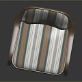 Modern Accent Chair With Wooden Armrests And Striped Fabric Upholstered Seat