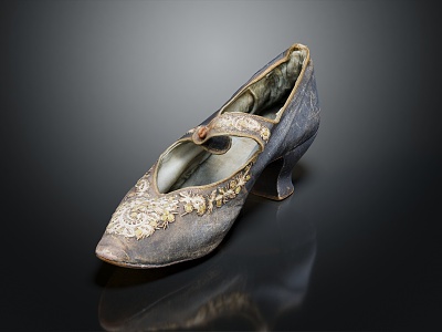 Vintage Embroidered Shoes Ancient Shoes Old Shoes 3d model