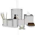 White Ceramic Bathroom Accessories Set With Soap Dispenser Toothbrush Holder Tissue Box And Incense Sticks
