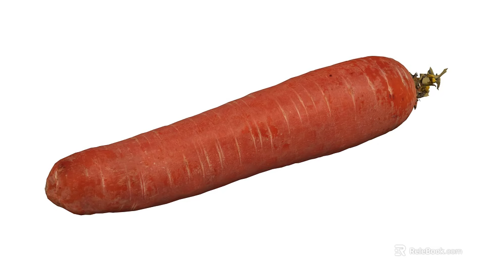 Fresh Organic Carrot with Smooth Orange Skin and Green Leafy Top for Healthy Eating 3d model 