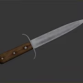Worn Metal Blade Knife With Wooden Handle And Rivets On Dark Background