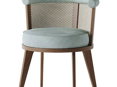 Modern Leisure Chair With Wooden Frame Light Gray Cushion And Woven Backrest 3d model