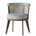 Modern Leisure Chair With Wooden Frame Light Gray Cushion And Woven Backrest