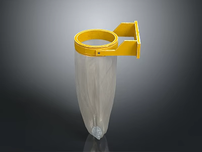 Practical Yellow Wall Mounted Holder With Transparent Conical Plastic Bag For Daily Use 3d model