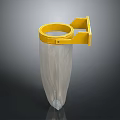 Practical Yellow Wall Mounted Holder With Transparent Conical Plastic Bag For Daily Use 3d model