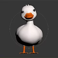 White Duck Toy Figure With Orange Beak And Webbed Feet Character Design