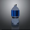 Transparent Plastic Water Bottle with Blue Wavy Pattern Label and White Cap for Daily Life