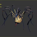 3D Rendered Fantasy Spider With Long Colored Legs And Yellow Red Abdomen