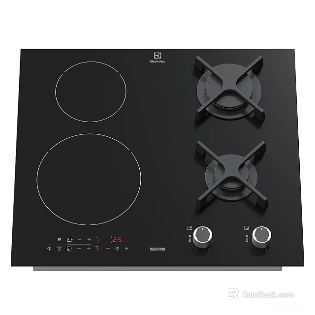 Modern Kitchen Appliance With Gas Induction Cooktop Black Panel Digital Controls 3d model 