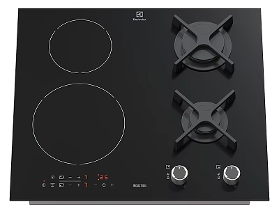 Modern Kitchen Appliance With Gas Induction Cooktop Black Panel Digital Controls 3d model