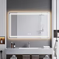 Modern Bathroom Interior Featuring Lighted Mirror Vanity Counter Toiletries And Towel