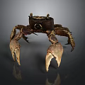 Detailed Realistic Brown Crab With Large Textured Claws And Segmented Shell Legs 3d model