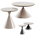 Functional Tables With Conical Base And Round Wooden Top In Various Sizes 3d model