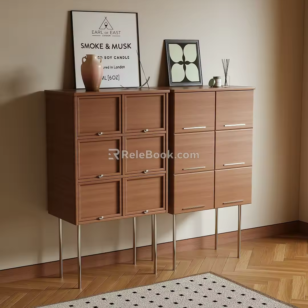 Log Style Storage Cabinet Entrance Cabinet Side Cabinet 3d model