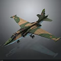 Military Attack Aircraft Featuring Green Brown Camouflage Paint and Red Star Insignia on Gray Background