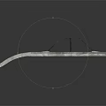 Modern Bridge Structure Featuring Curved Concrete Deck Yellow Lane Lines And Red Metal Supports
