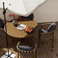 Outdoor Patio Foldable Gray Lounge Chair With Wooden Floor Scenic View And Potted Plants