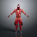 Red Decorative Warrior Armor With Intricate Patterns And Detailed Full Body Design
