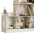 Detailed Multi Level Dollhouse With Staircase Furniture Decorations And Interior Rooms