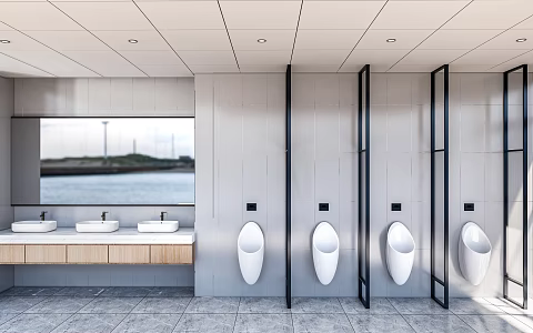 modern toilet public toilet washroom wash basin urinal toilet partition 3d model