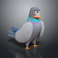 Flying Animal Pigeon Featuring Gray Body Blue Wings Colorful Iridescent Neck Orange Beak And Feet