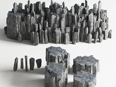 Stone Wood Decorative Columns And Blocks With Natural Textured Surfaces 3d model
