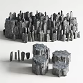 Stone Wood Decorative Columns And Blocks With Natural Textured Surfaces