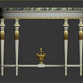 Elegant Decorative Table With Green Blue Marble Top And White Gold Legs