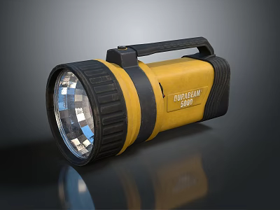 Yellow Streamlight Stinger Flashlight With Black Handle And Silver Reflector 3d model