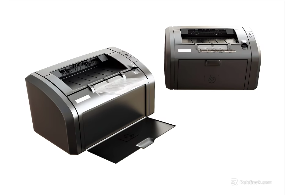 Black Desktop Office Electrical Appliance Printers With Open Paper Tray For Office Use 3d model 