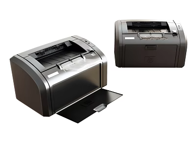 Black Desktop Office Electrical Appliance Printers With Open Paper Tray For Office Use 3d model