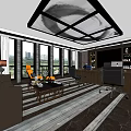 Modern Office Interior Design With Large Windows City View Sofa Wooden Desk And Ergonomic Chair