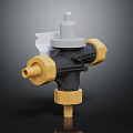 Gray And Yellow Mechanical Valve Component With Threaded Ends And Plastic Parts 3d model