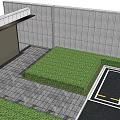 Parking Lot Layout With Multiple Parking Spaces White Walls And Green Area