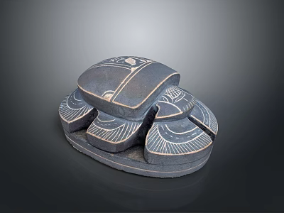 Scarab Shaped Stone Sculpture Carving With Intricate Patterns And Segmented Design 3d model