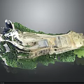 Detailed Terrain Model Featuring Green Vegetation and Exposed Quarry Area Structure