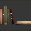Vintage Books as Daily Living Essentials with Various Color Covers Stacked and One Lying