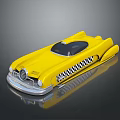 Yellow Classic Taxi With Streamlined Body And Checkered Pattern Retro Design 3d model