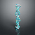 3D Rendered Blue DNA Double Helix Molecular Structure on Dark Background
