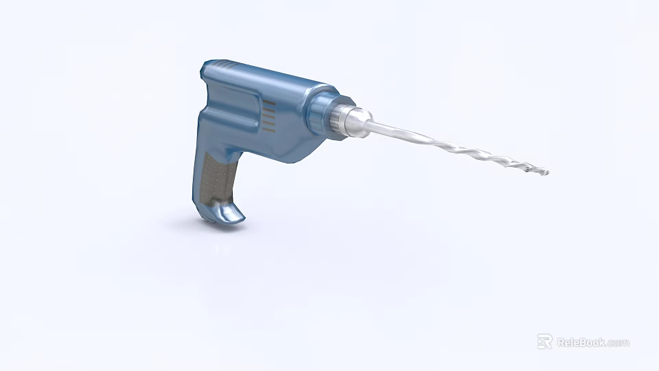 Industrial Electric Drill With Blue Body And Sharp Drill Bit For Professional Use 3d model