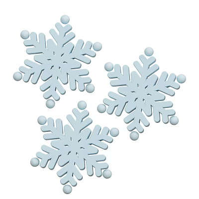 Decorative Ornament Set with Three Light Blue Snowflake Shapes for Home Decor 3d model