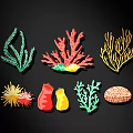 Colorful Marine Life Wall Decor With Seaweed Coral Anemone And Various Shapes