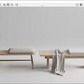 Japanese-style log bed end stool log bed end stool combination 3d model