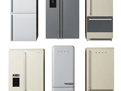 Stylish Refrigerators And Freezers With Various Designs And Colors For Home Use 3d model